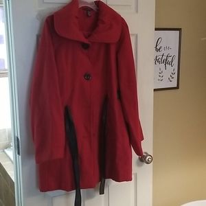 Red coat with black accents